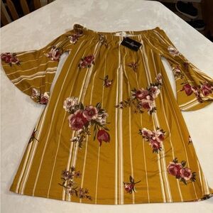 Amelia James Yellow Floral Off-Shoulder Dress